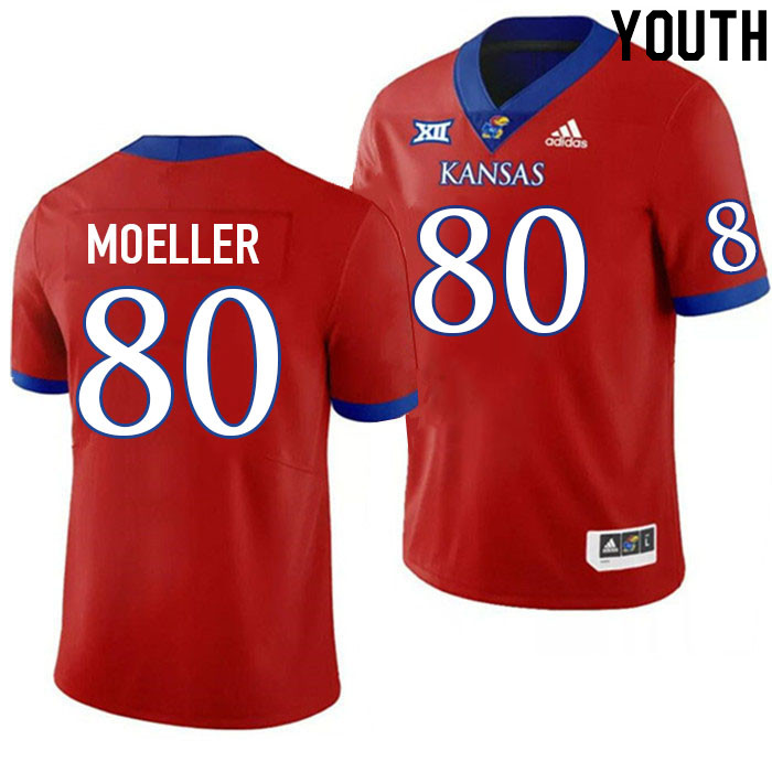 Youth #80 Mack Moeller Kansas Jayhawks College Football Jerseys Stitched Sale-Red
